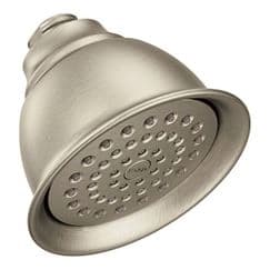 Brushed nickel one-function 4-3/8" diameter spray head eco-performance showerhead material