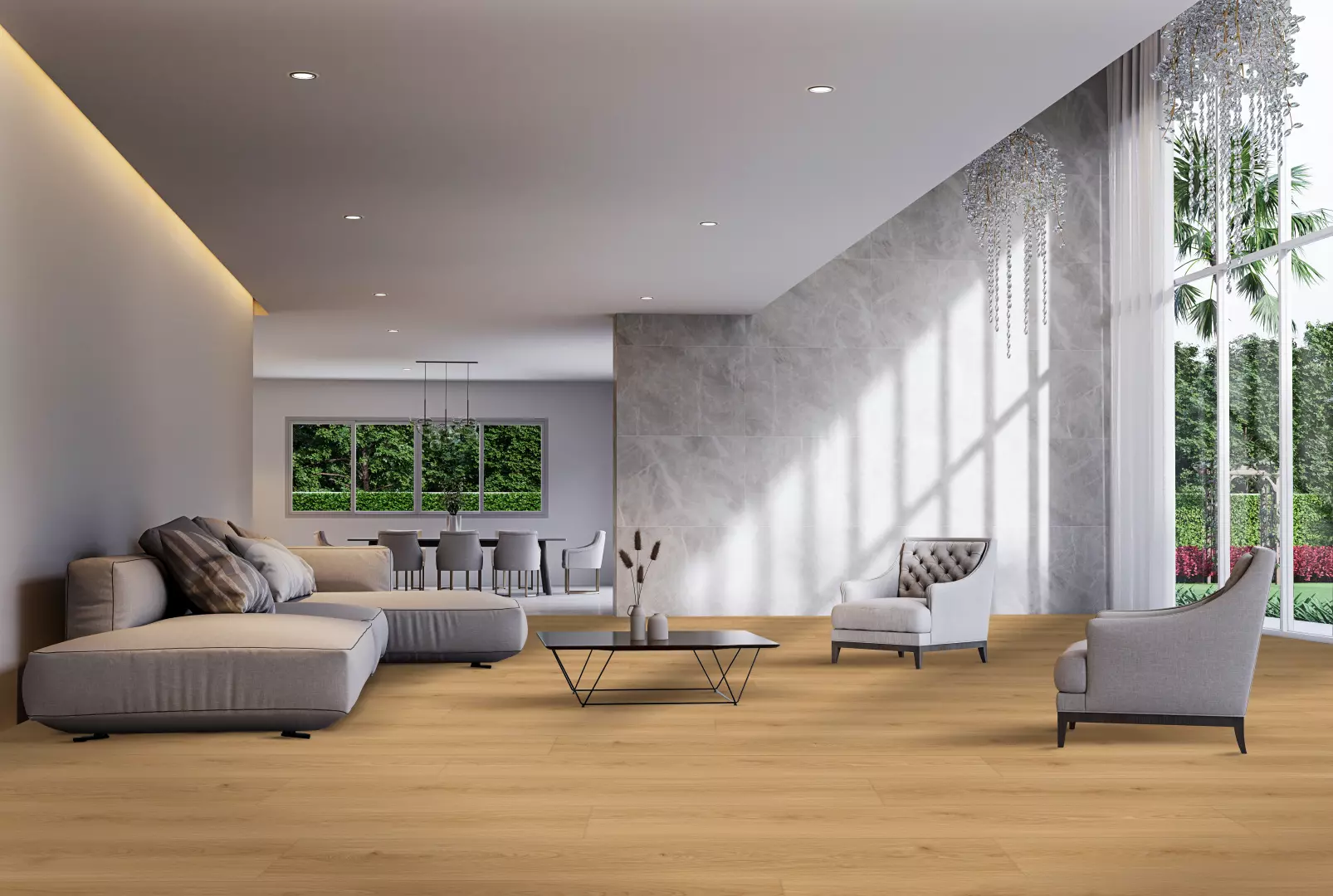 9 1/4" X 60" Bear Woods Collection Waterproof Prada Sunrise AC5 Commercial Grade Laminate Floating material