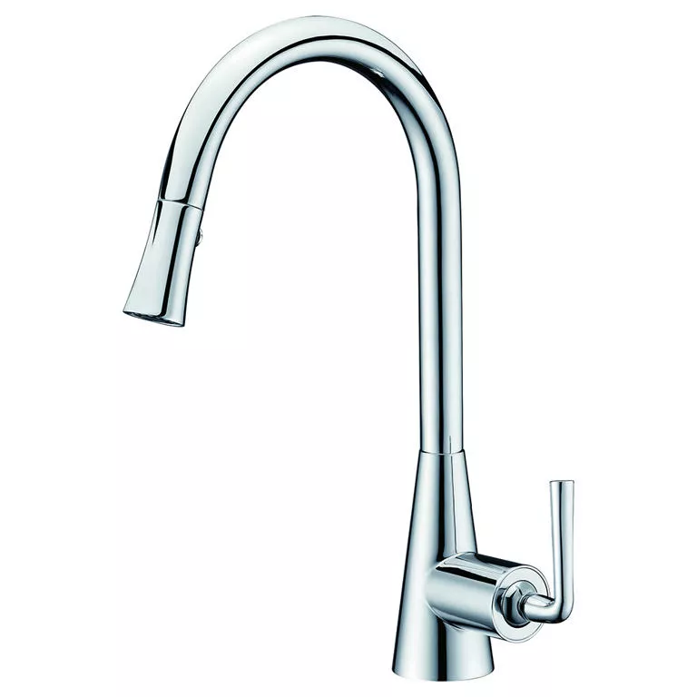 Single-lever pull-down spray sink mixer, Chrome material