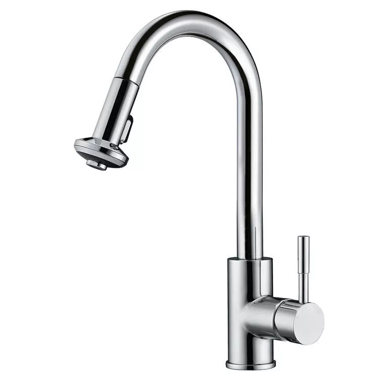Single-lever pull-down spray sink mixer, Chrome material