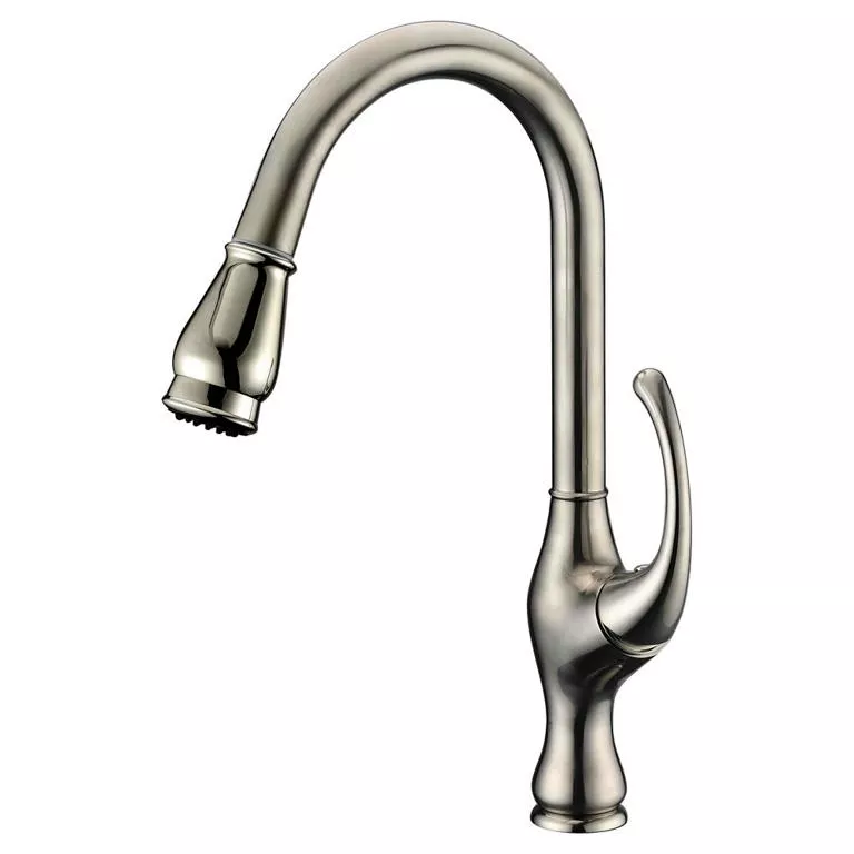 Single-lever pull-out kitchen faucet, Brushed Nickel material
