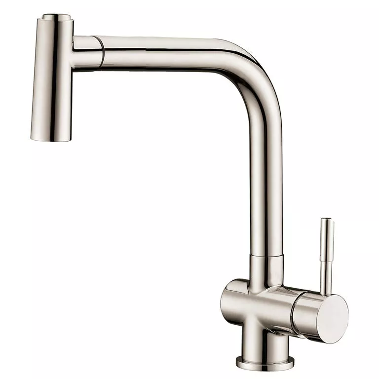Single-lever pull-out spray sink mixer, Brushed Nickel material