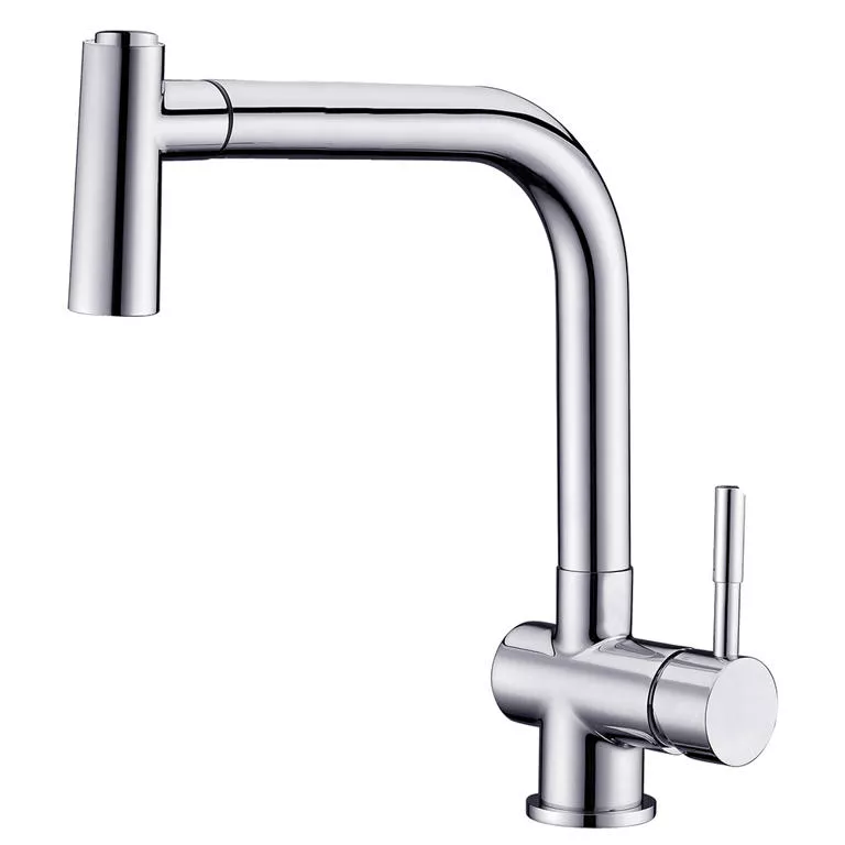 Single-lever pull-out spray sink mixer, Chrome material