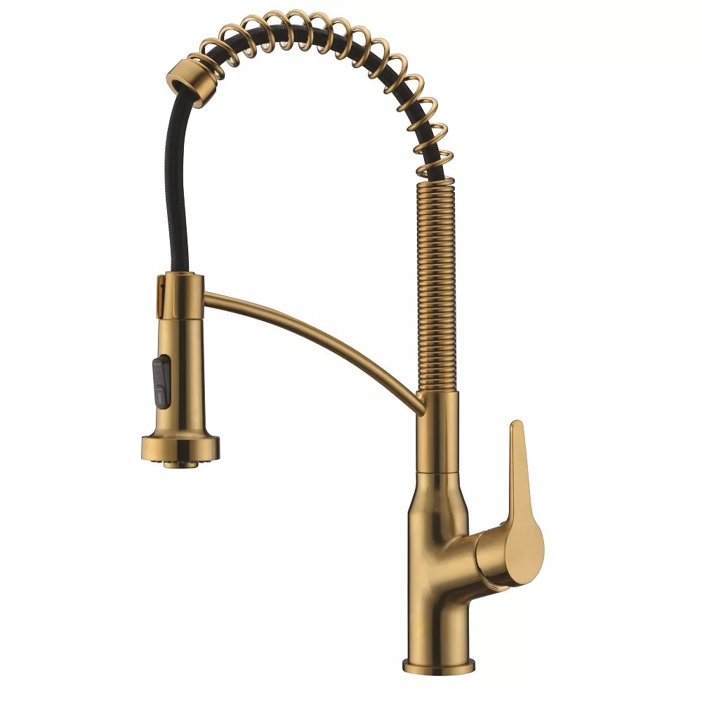 Single-lever Spring Pull-Out Faucet, Matte Gold material