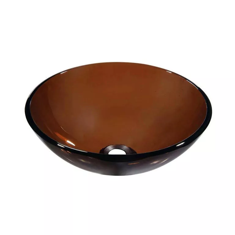 Tempered glass vessel sink-round shape, brown glass material