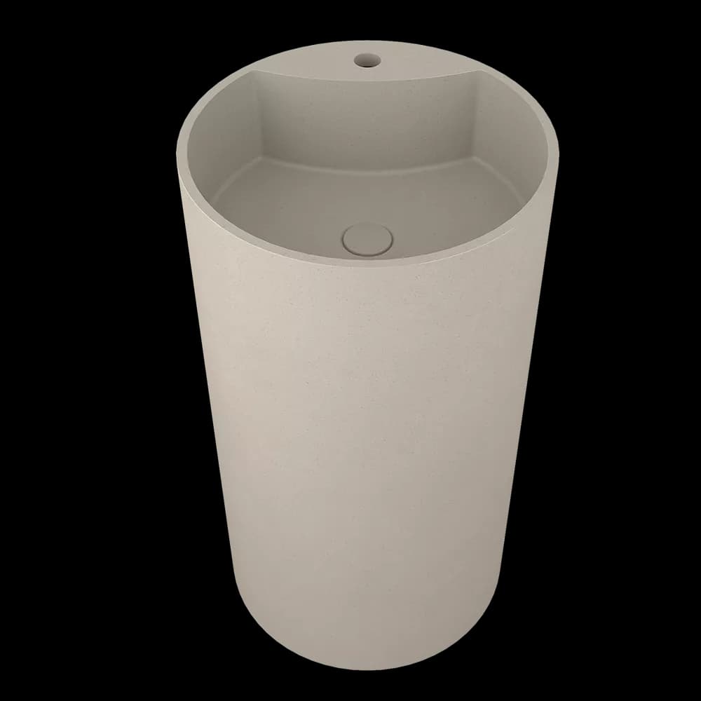 Pedestal Bathroom Concrete Round Basin Sink, Gook Concrete Grey material