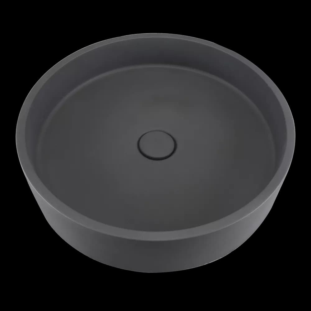 Round Shape Concrete Vanity Sink Top, Black Earth material