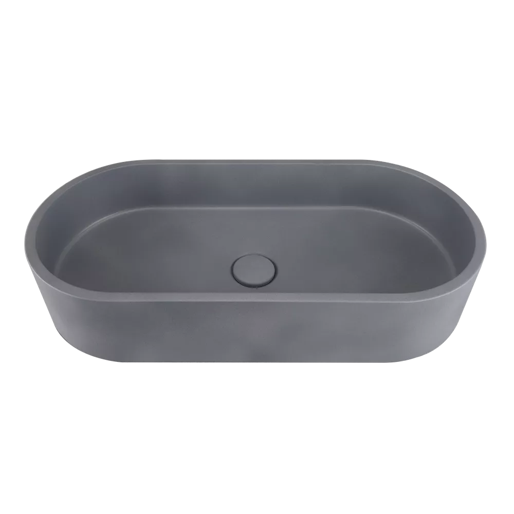 Oblong Shape Concrete Vanity Sink Top, Black Ashes material