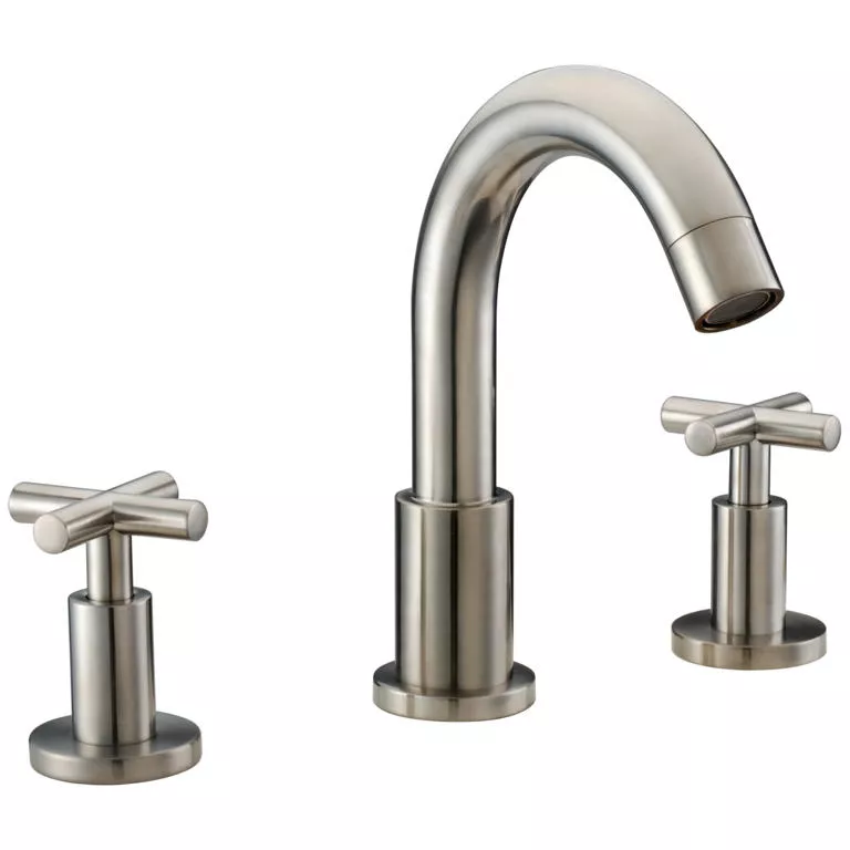 3-hole widespread lavatory faucet with cross handles for 8" centers, Brushed Nickel (Standard pull-up drain with lift rod D90 0010BN included) material
