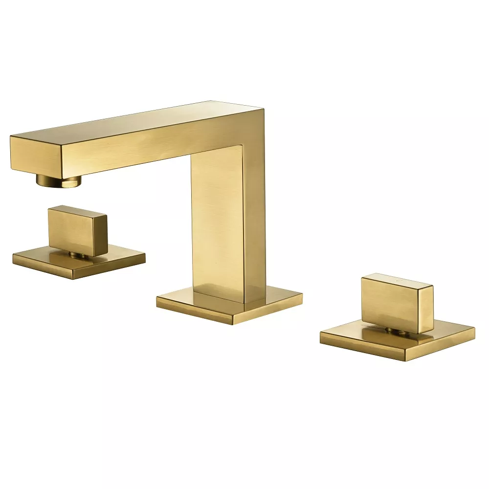 3-hole widespread lavatory faucet with cross handles for 8" centers, Matte Gold material