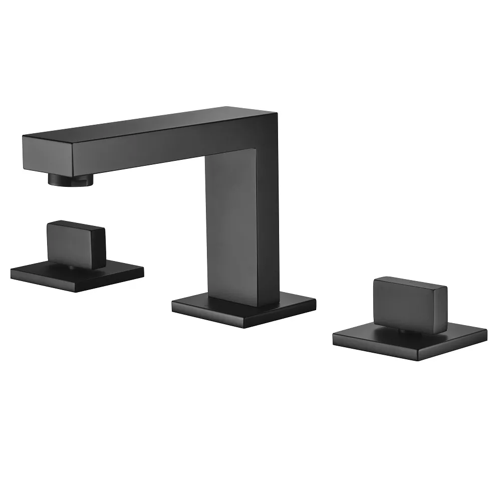 3-hole widespread lavatory faucet with cross handles for 8" centers, Matte Black material