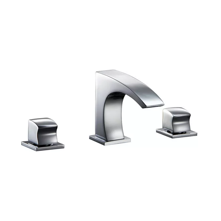 3-hole, 2-square handle widespread lavatory faucet, Chrome (Standard pop up drain D90 0056C included) material