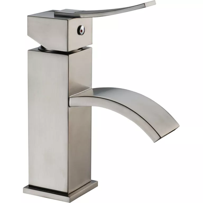 Single-lever square lavatory faucet, Brushed Nickel (Standard pull-up drain with lift rod D90 0010BN included) material