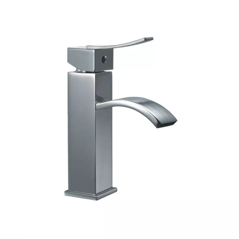 Single-lever square lavatory faucet, Chrome (Standard pull-up drain with lift rod D90 0010C included) material