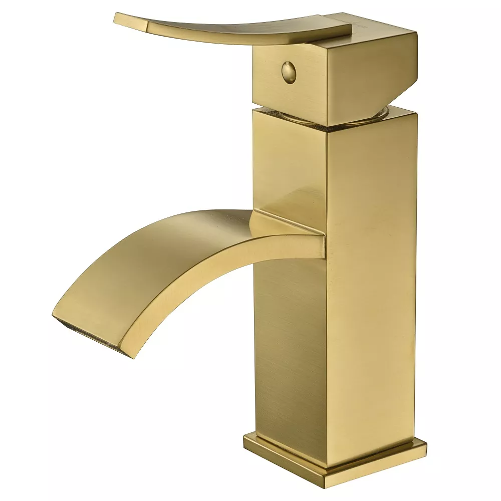 Single-lever square lavatory faucet, Matte Gold material