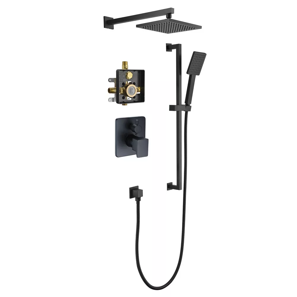 Big Sur 2-way Shower Combo Set Wall Mounted Showerhead with Slide bar handheld shower , Matte Black material
