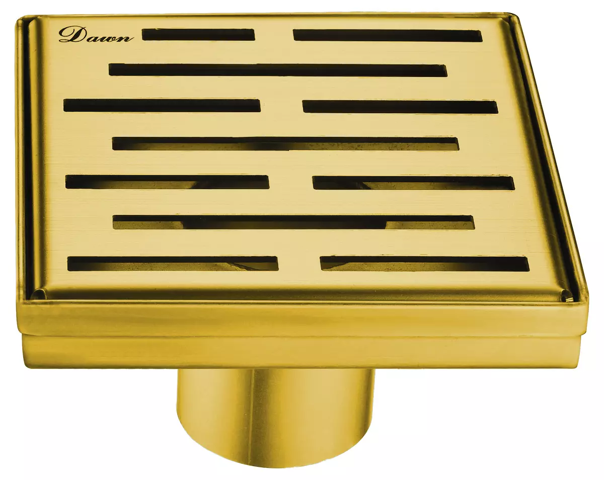 Amazon River Series - Square Shower Drain 5"L, Matte Gold material