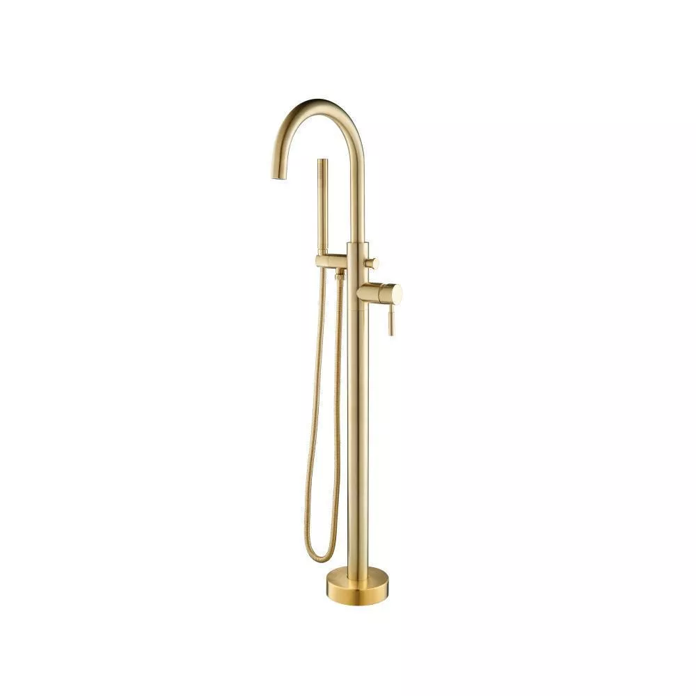 Satin Brass PVD Freestanding Floor Mount Bathtub / Tub Filler With Hand Shower material
