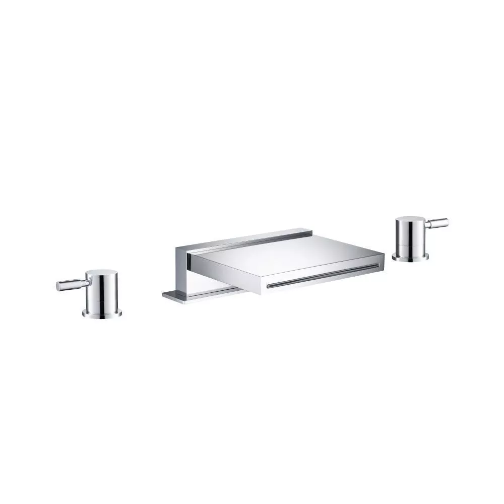 Chrome 3 Hole Deck Mount Cascade / Sheet Flow Roman Tub Faucet material