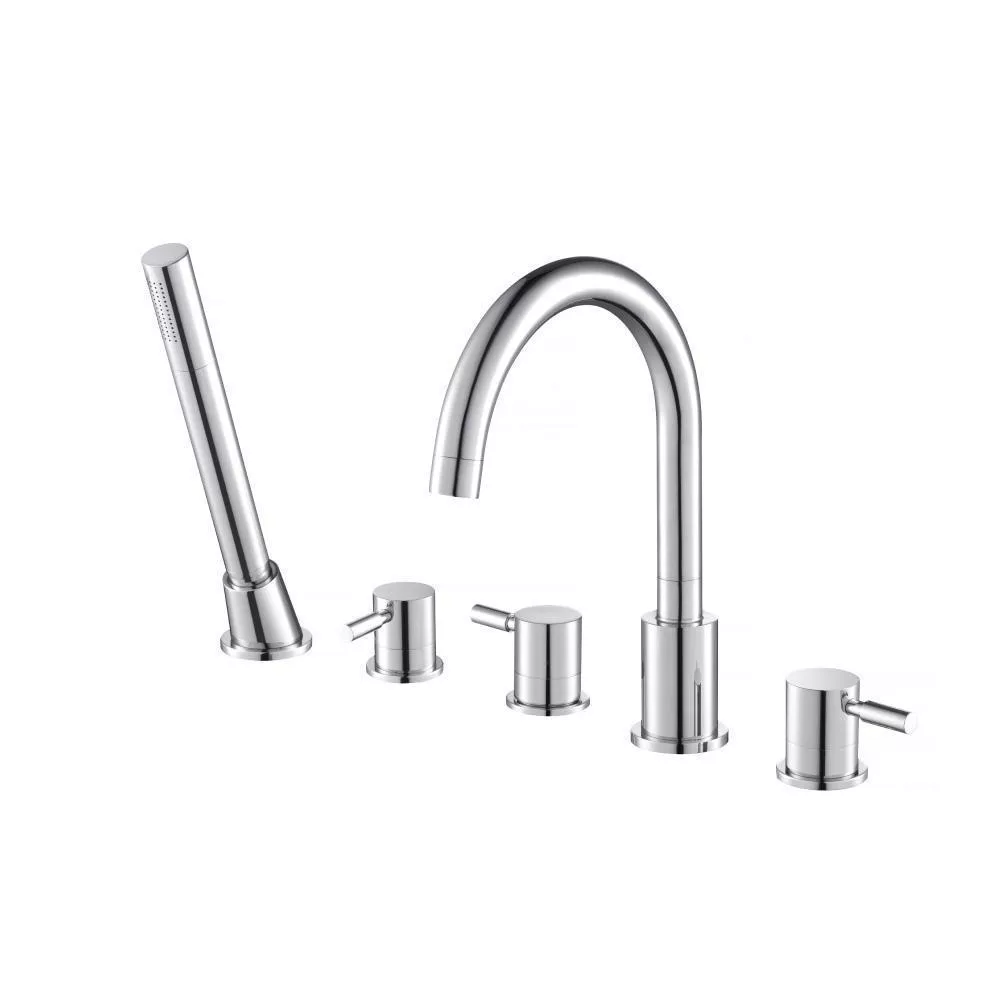 Chrome Five Hole Deck Mounted Roman Tub Faucet With Hand Shower material