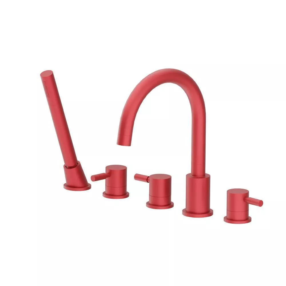 Deep Red Five Hole Deck Mounted Roman Tub Faucet With Hand Shower material