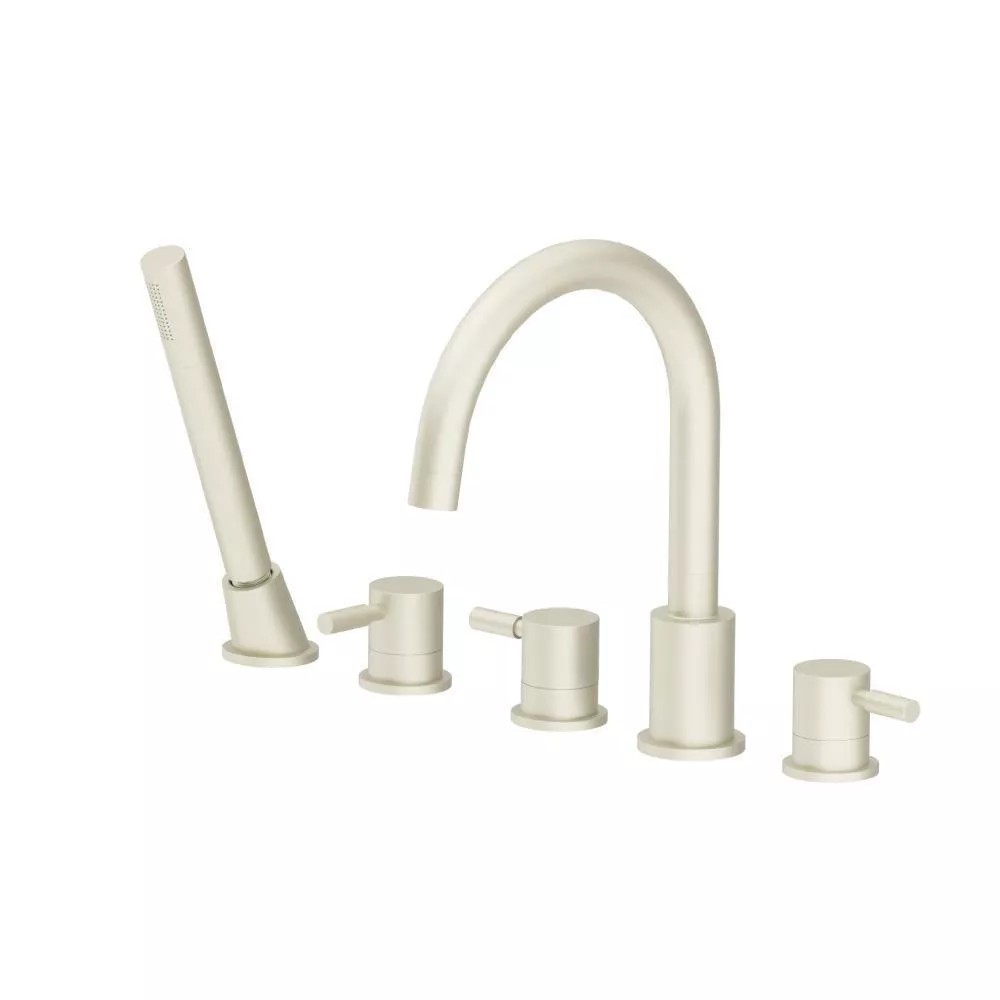 Light Tan Five Hole Deck Mounted Roman Tub Faucet With Hand Shower material