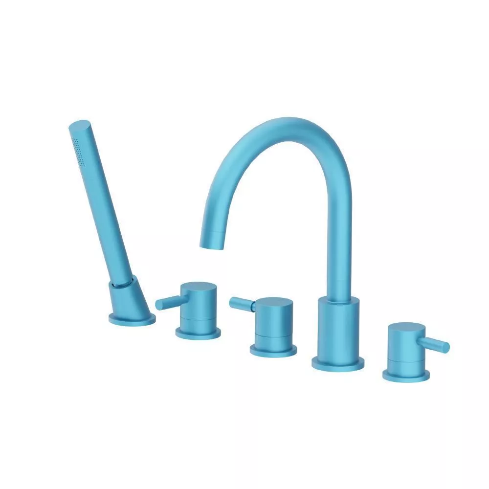 Sky Blue Five Hole Deck Mounted Roman Tub Faucet With Hand Shower material