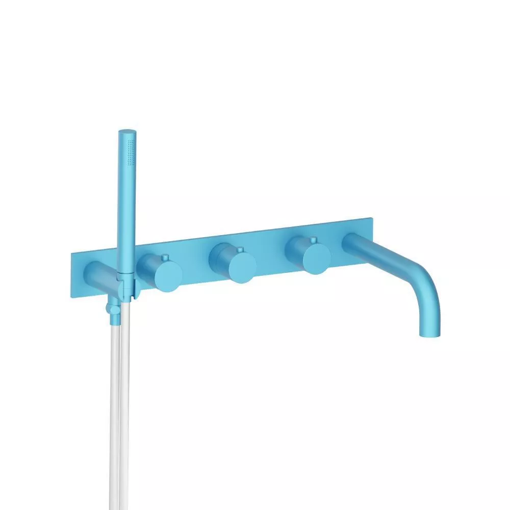 Sky Blue Wall Mount Tub Filler With Hand Shower material