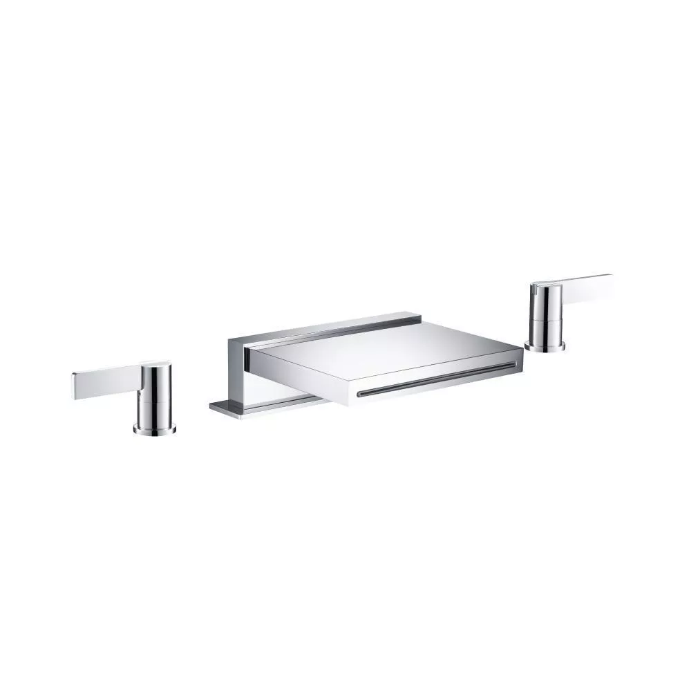 Chrome 3 Hole Deck Mount Cascade / Sheet Flow Roman Tub Faucet material