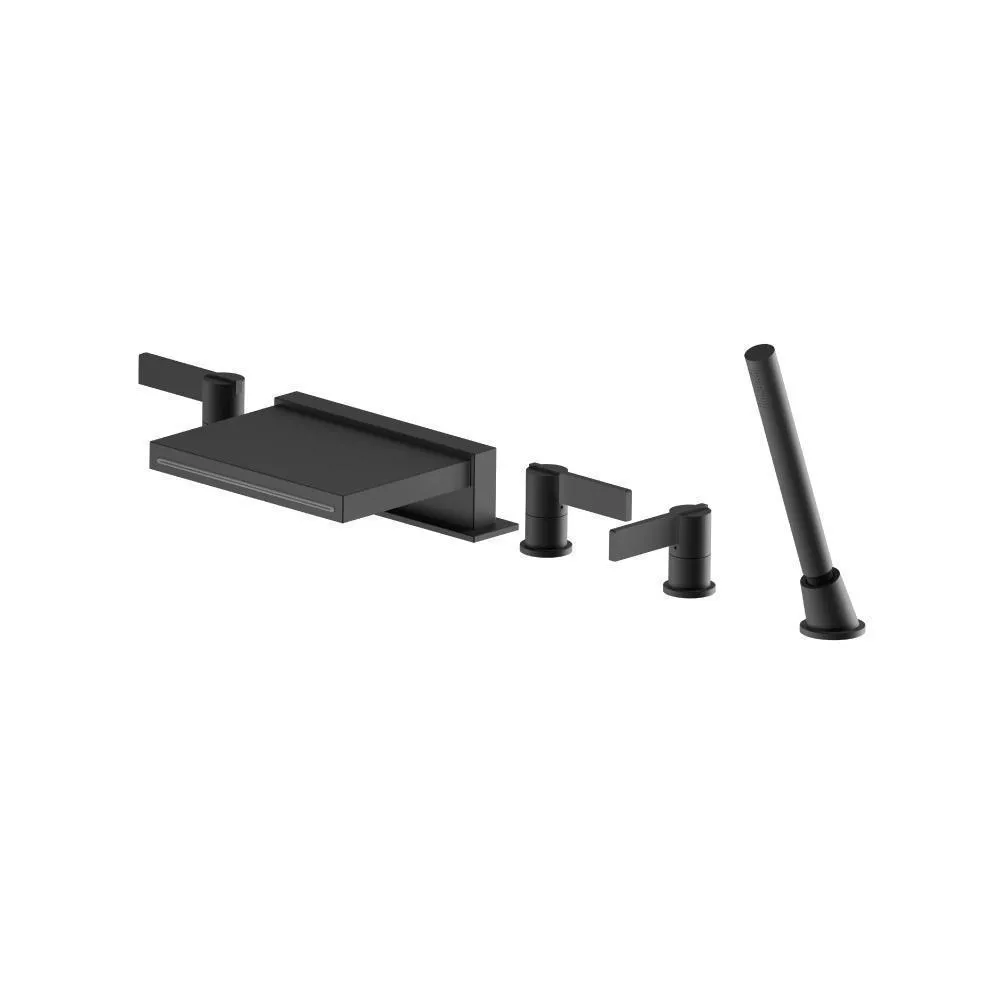 Matte Black Five Hole Deck Mounted Cascade Flow Roman Tub Faucet With Hand Shower material