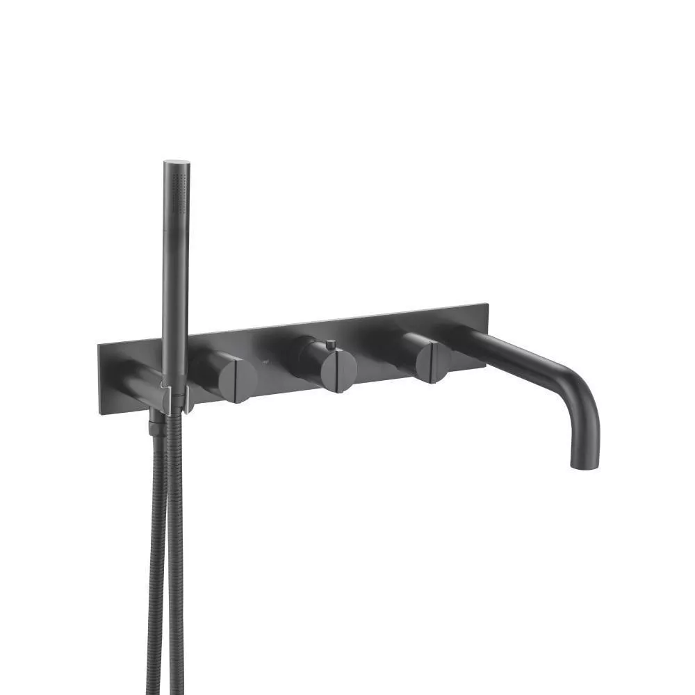 Matte Black Wall Mount Tub Filler With Hand Shower material