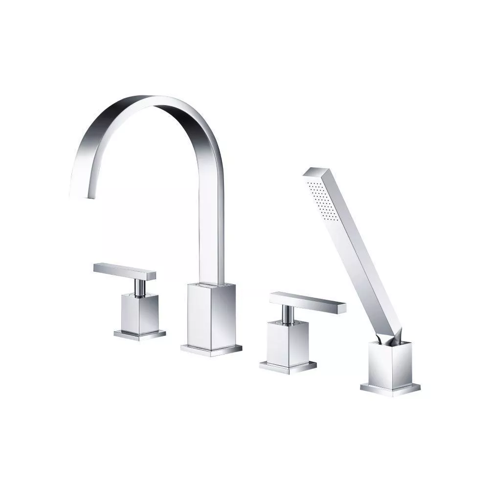 Chrome 4 Hole Deck Mounted Roman Tub Faucet With Hand Shower material