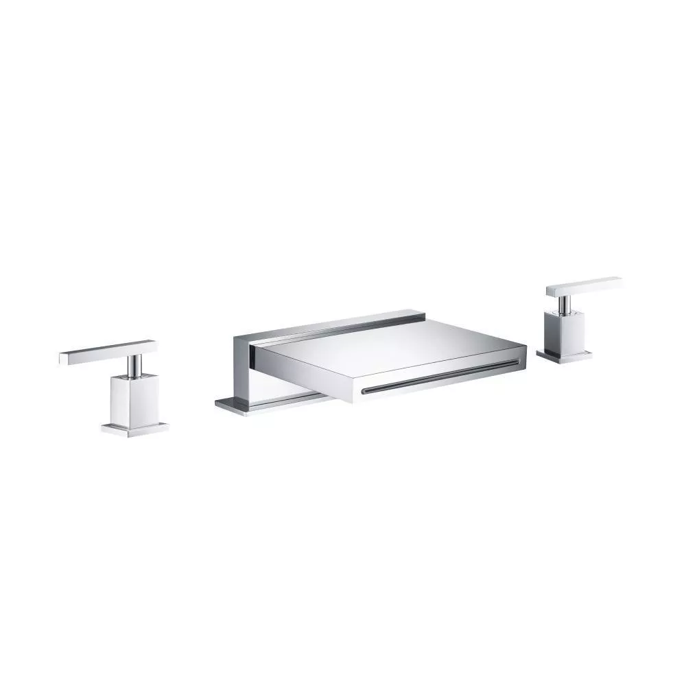 Chrome 3 Hole Deck Mount Cascade / Sheet Flow Roman Tub Faucet material
