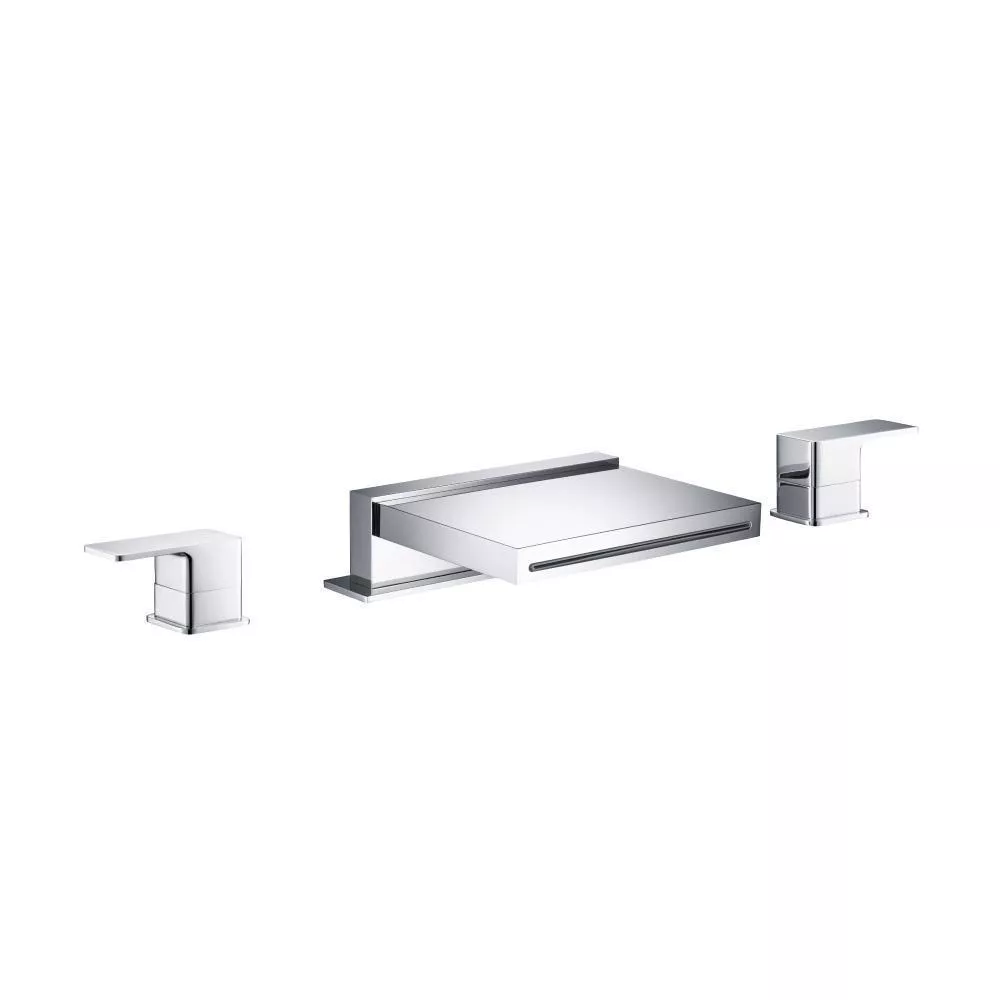 Chrome 3 Hole Deck Mount Cascade / Sheet Flow Roman Tub Faucet material