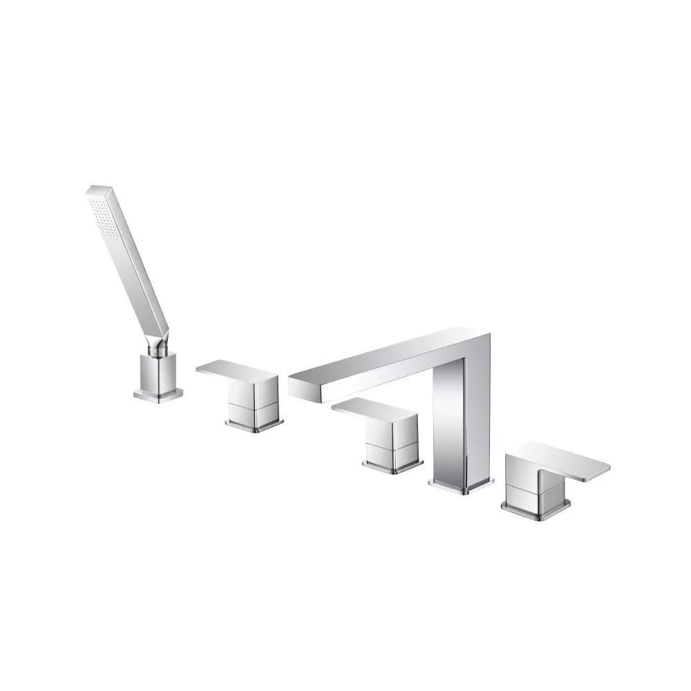 Chrome Five Hole Deck Mounted Roman Tub Faucet With Hand Shower material