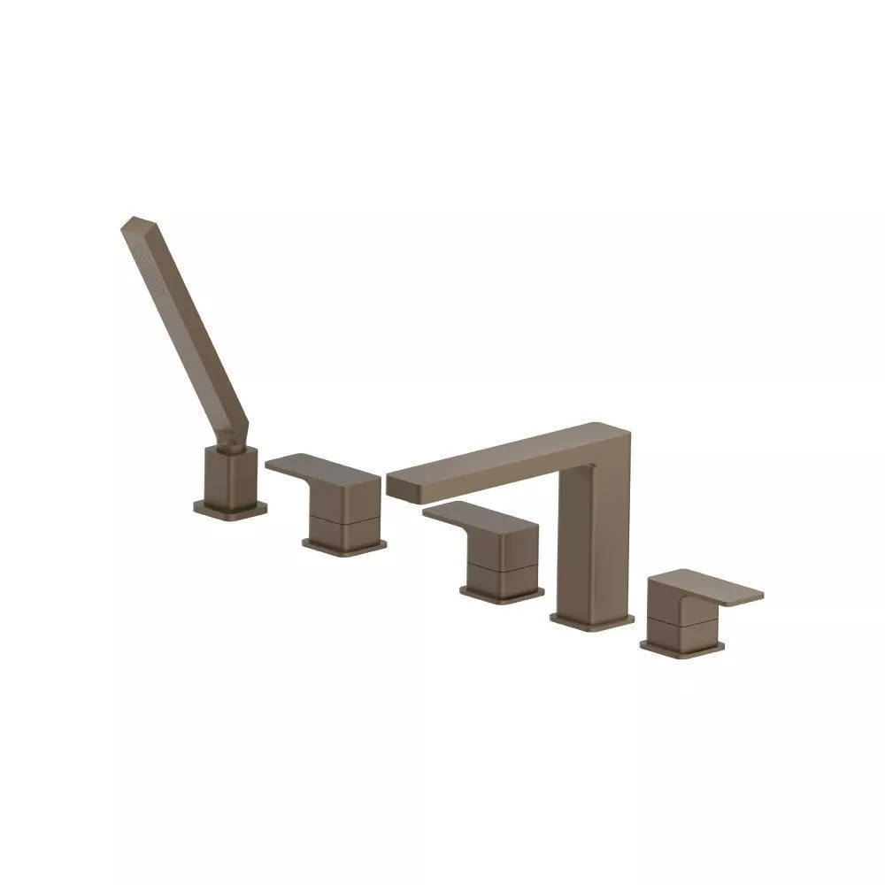 Dark Tan Five Hole Deck Mounted Roman Tub Faucet With Hand Shower material