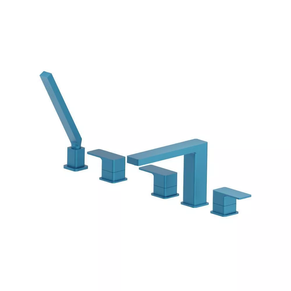 Sky Blue Five Hole Deck Mounted Roman Tub Faucet With Hand Shower material