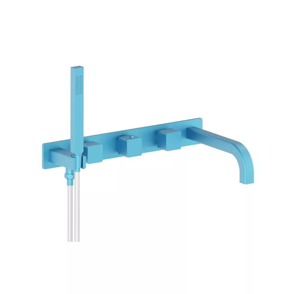 Sky Blue Wall Mount Tub Filler With Hand Shower material