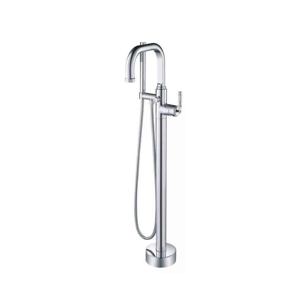 Chrome Freestanding Floor Mount Bathtub / Tub Filler With Hand Shower material