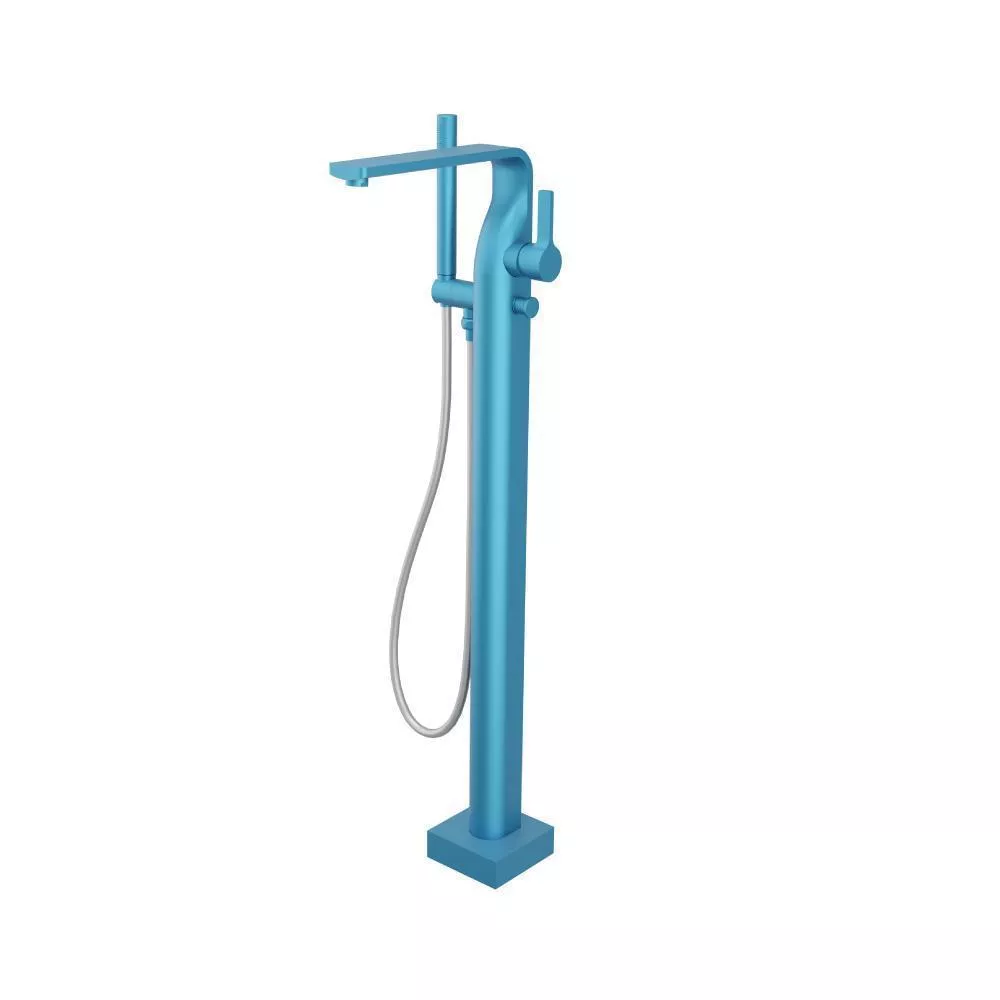 Sky Blue Freestanding Floor Mount Bathtub / Tub Filler With Hand Shower material