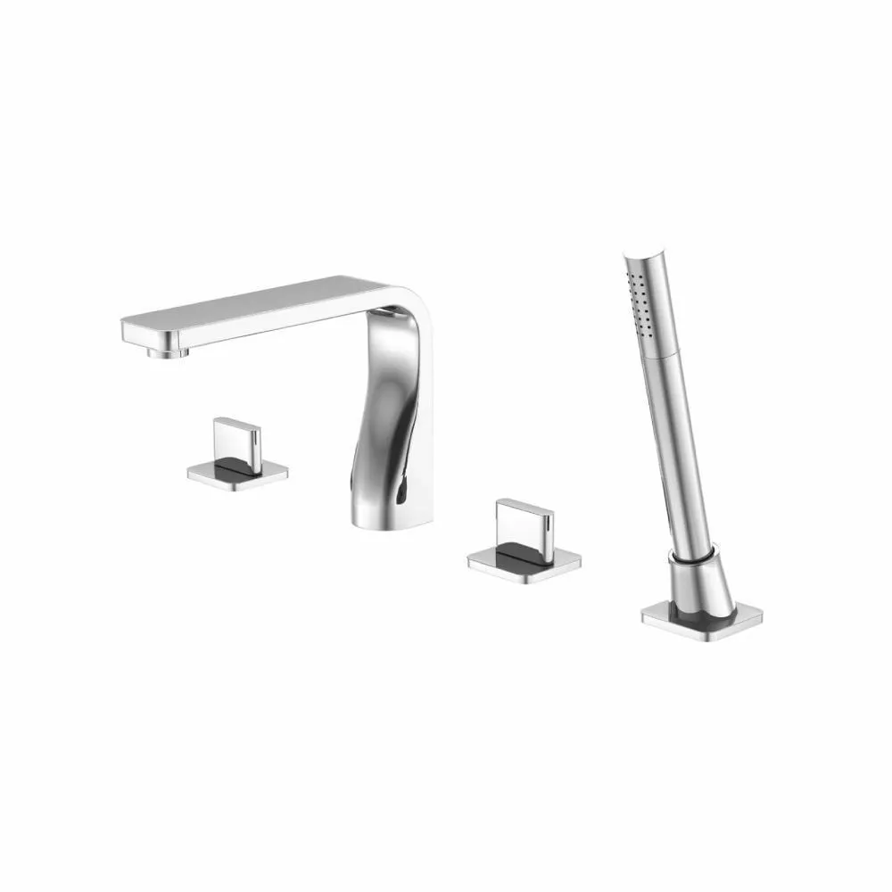 Chrome 4 Hole Deck Mounted Roman Tub Faucet With Hand Shower material