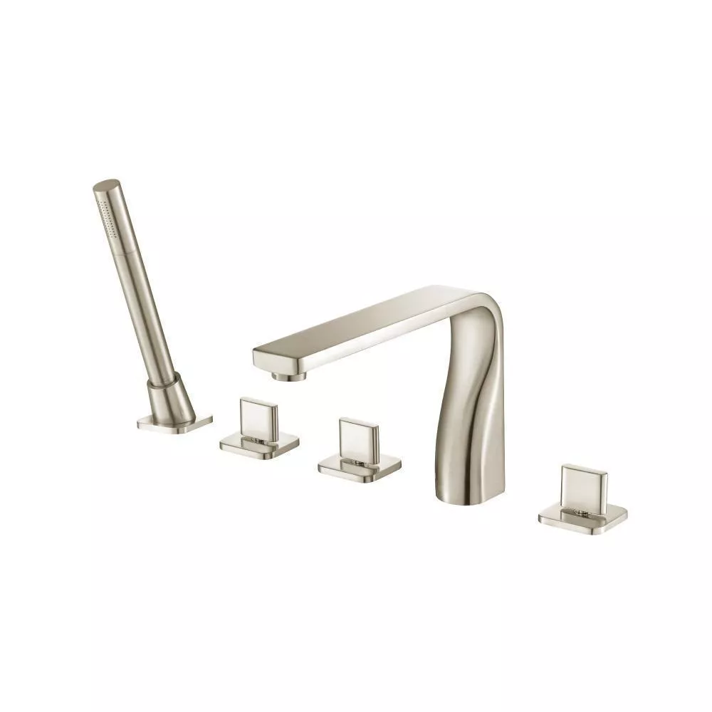 Brushed Nickel PVD Five Hole Deck Mounted Roman Tub Faucet With Hand Shower material