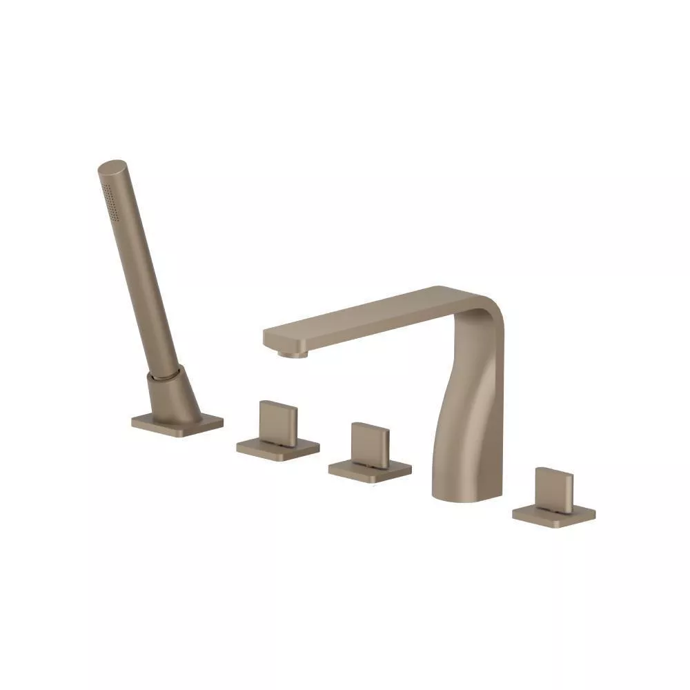 Dark Tan Five Hole Deck Mounted Roman Tub Faucet With Hand Shower material