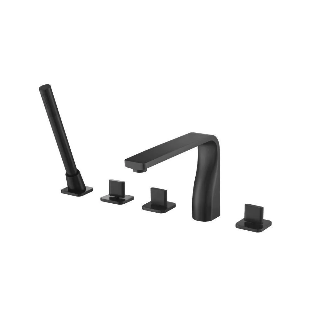 Matte Black Five Hole Deck Mounted Roman Tub Faucet With Hand Shower material