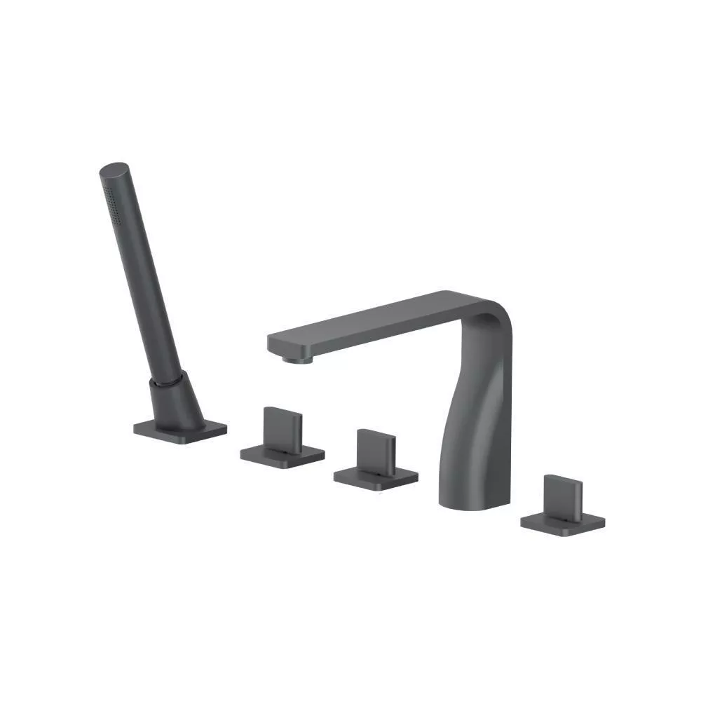 Rock Grey Five Hole Deck Mounted Roman Tub Faucet With Hand Shower material