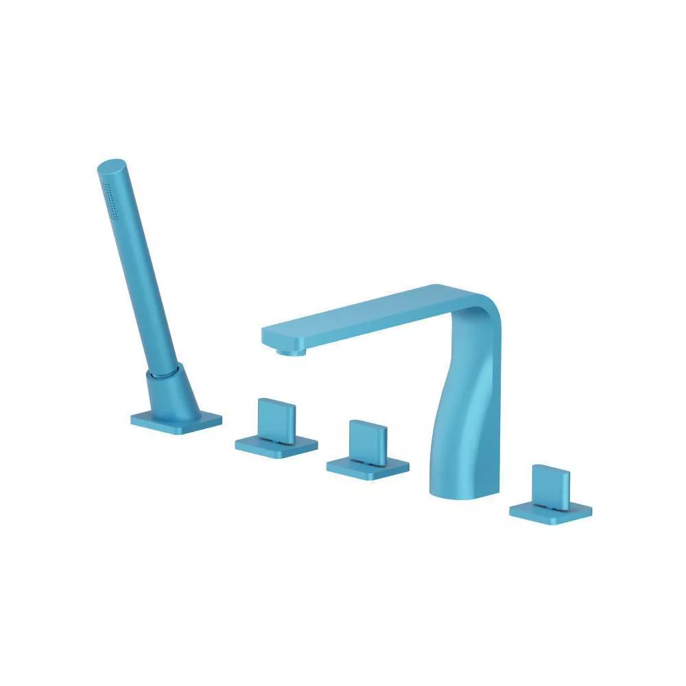 Sky Blue Five Hole Deck Mounted Roman Tub Faucet With Hand Shower material