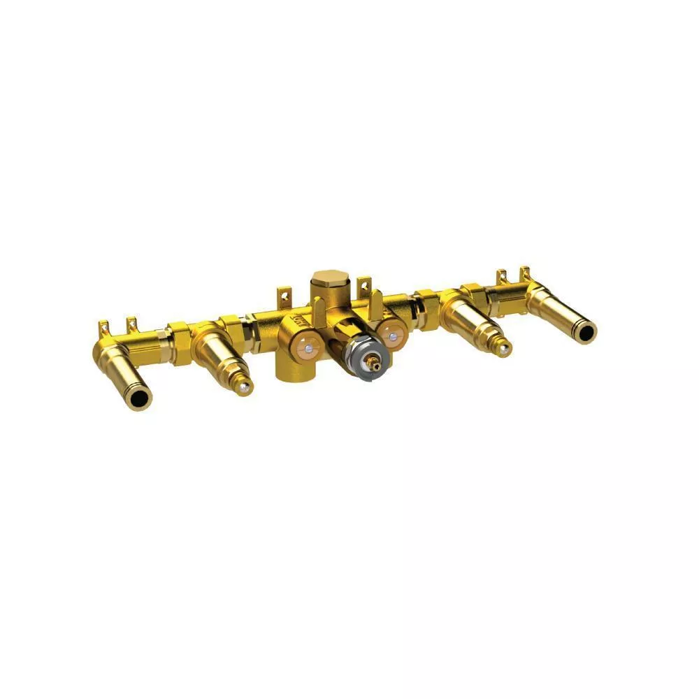 Rough Brass 3/4" Thermostatic Wall Mount Tub Filler Valve - 2 Outputs material