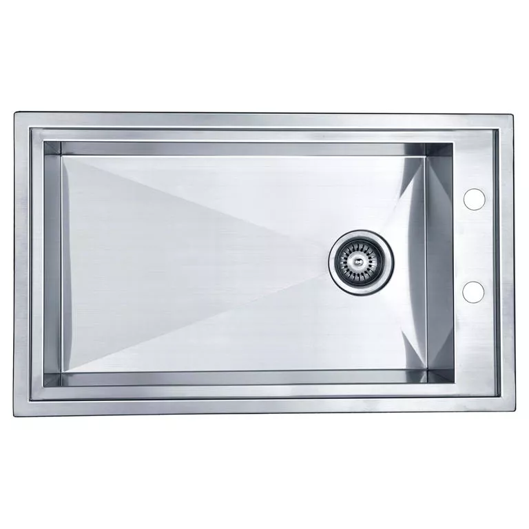 Dual Mount Single Bowl Square Sink with Side Drain Hole & Two Pre-cut Faucet Holes on Side material