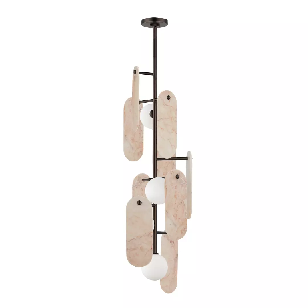 Megalith 5-Light Vertical Pendant - Rose Jade material
