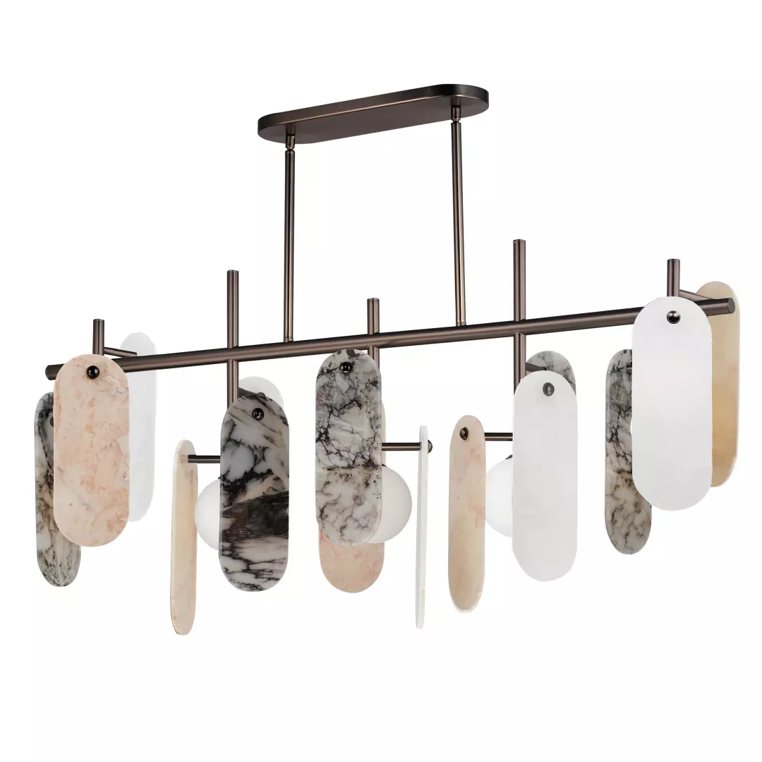Megalith 5-Light Linear Pendant- Various Stones material
